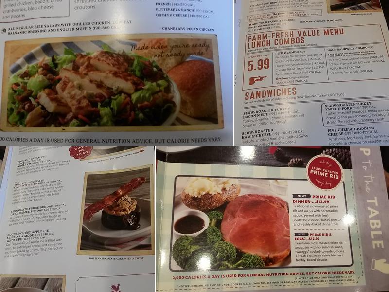 Bob Evans Menu