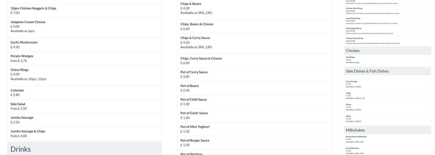 Upton Pizza & Kebab Menu