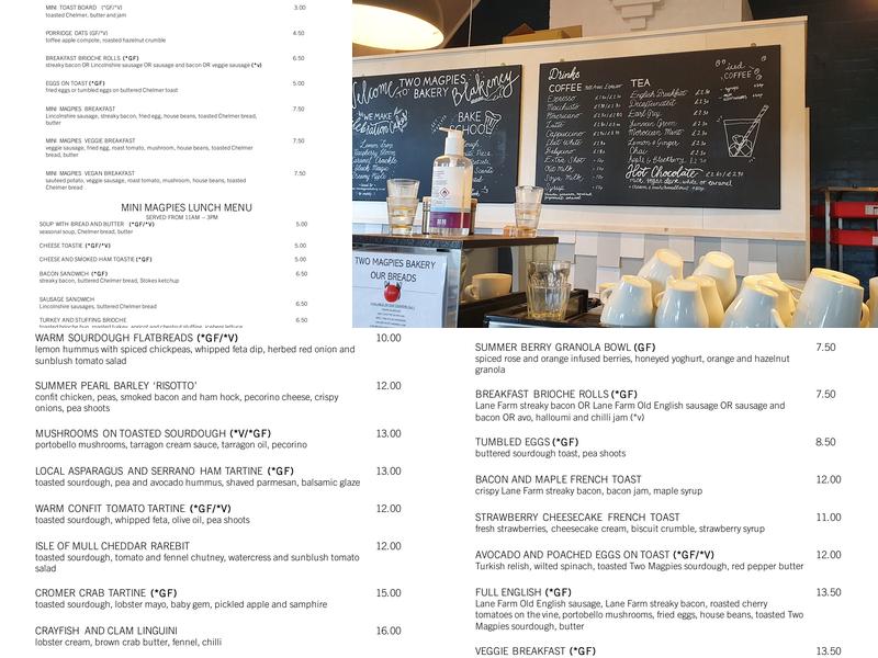 Two Magpies Bakery Menu