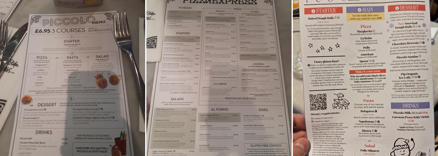 Pizza Express Menu