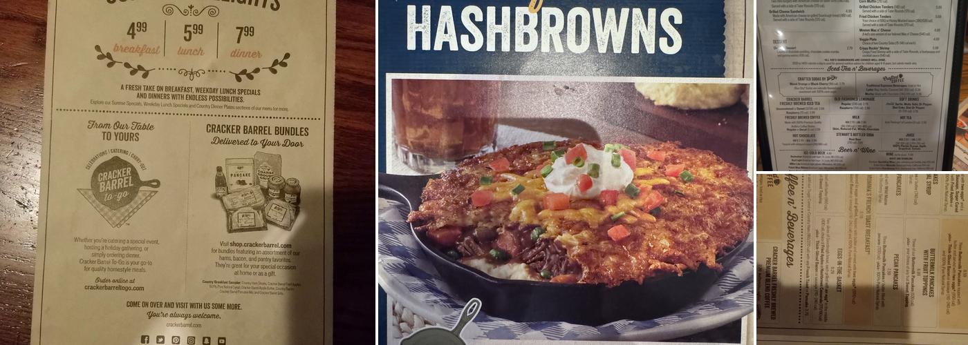 Cracker Barrel Old Country Store Menu