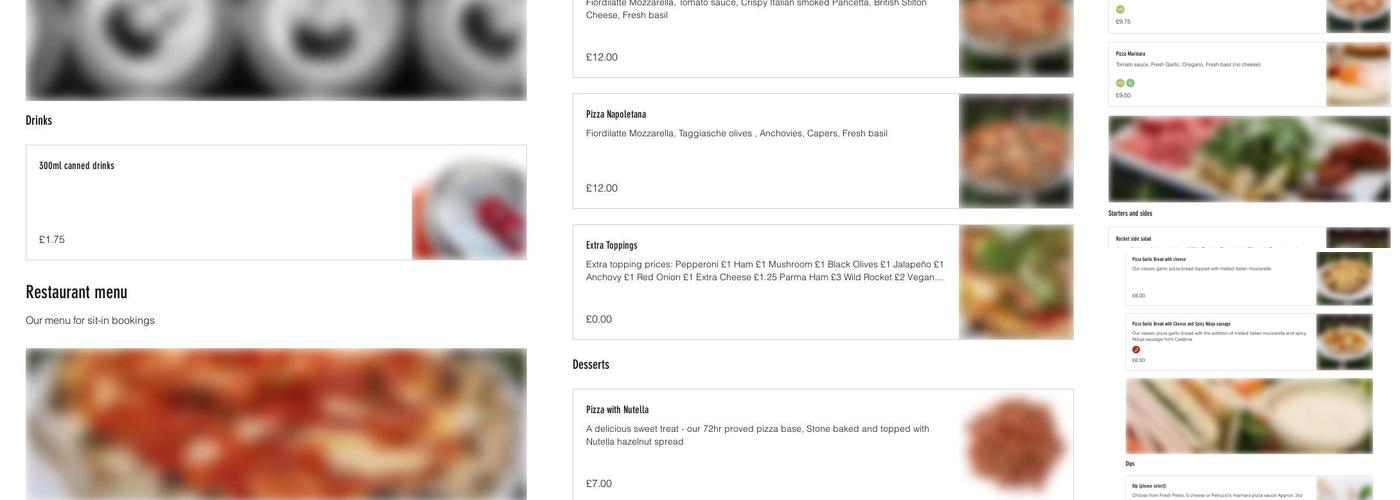 Petrucci's Artisan Stonebaked Pizza Menu