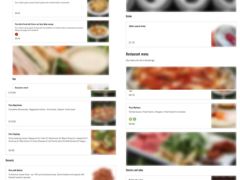 Petrucci's Artisan Stonebaked Pizza Menu