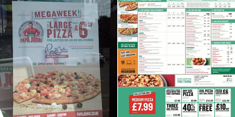 Papa Johns Pizza Menu