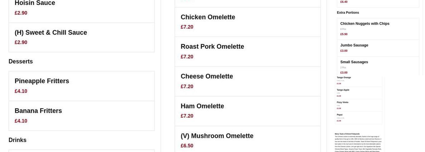 Taste of Orient Menu