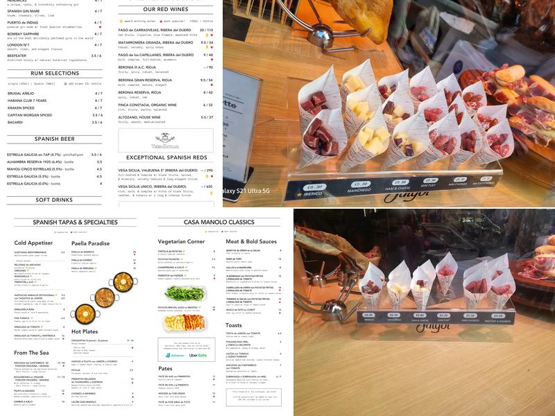 Casa Manolo, Chelsea Menu