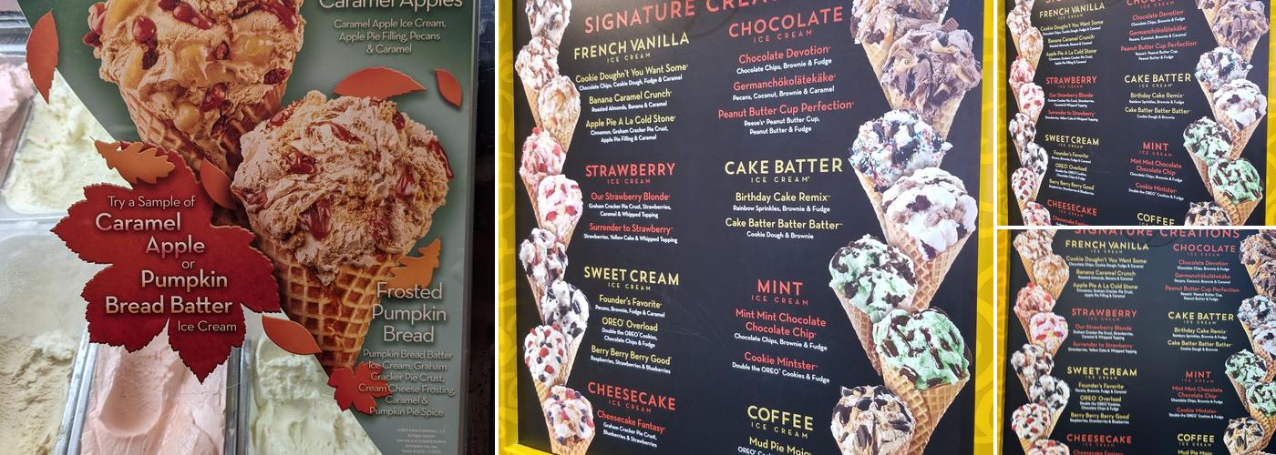 Cold Stone Creamery Menu