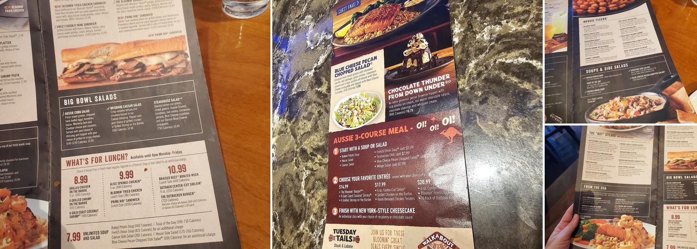 Outback Steakhouse Menu