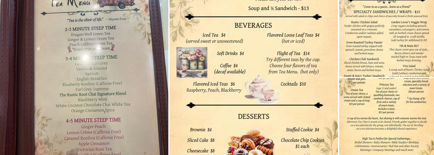 Rustic Root Menu