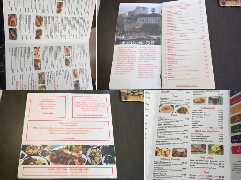 Byblos Harbour Menu