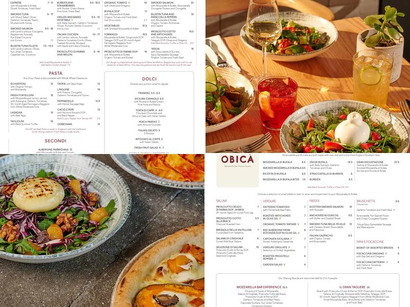 Obicà Mozzarella Bar Menu