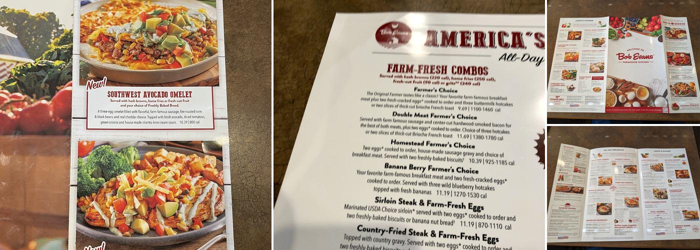 Bob Evans Menu