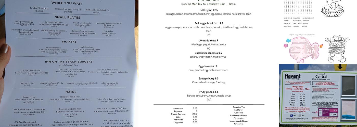 Inn on the Beach Menu