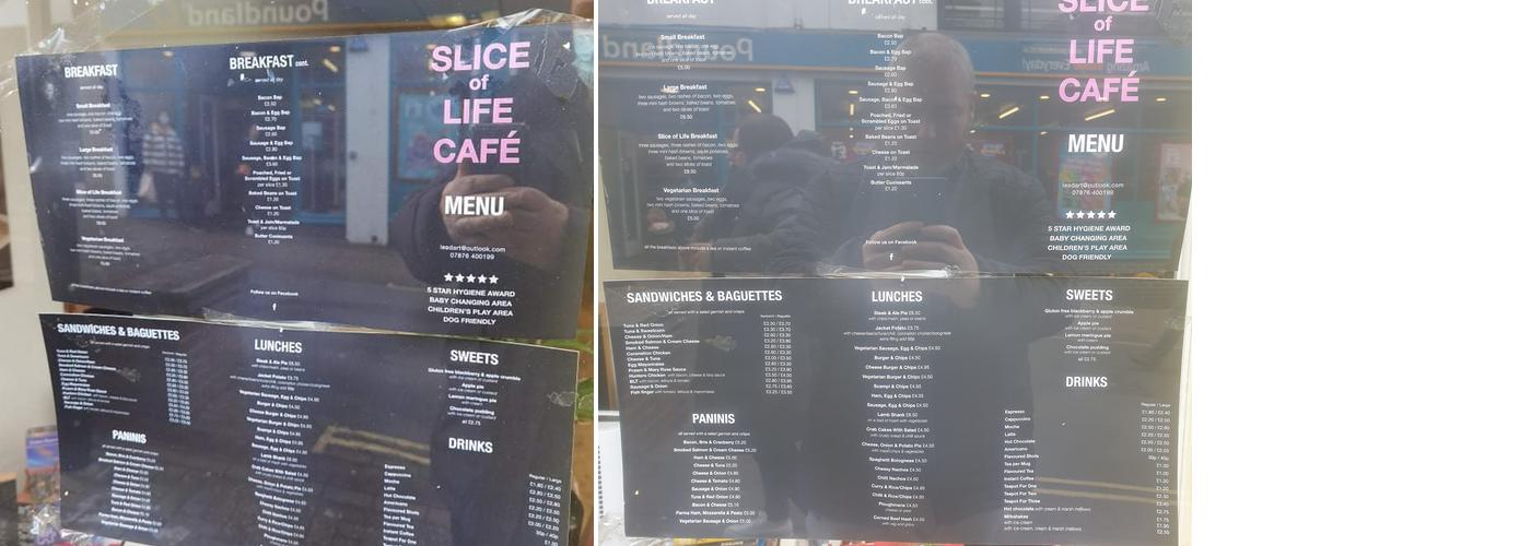 Slice of Life Cafe Menu