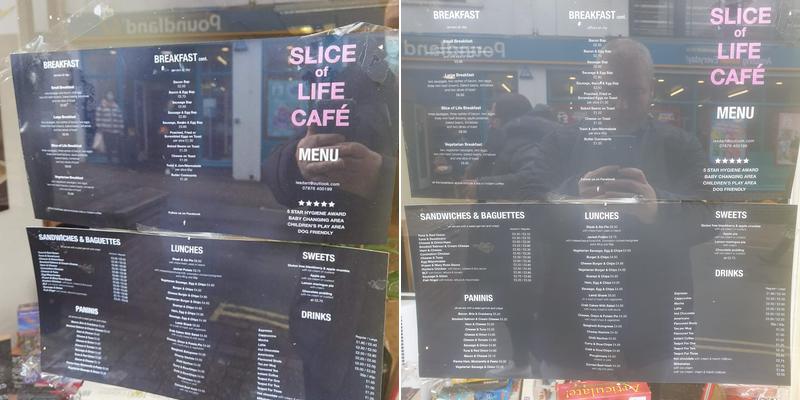Slice of Life Cafe Menu