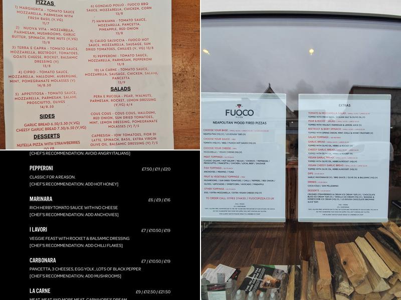 Fuoco Pizza Menu