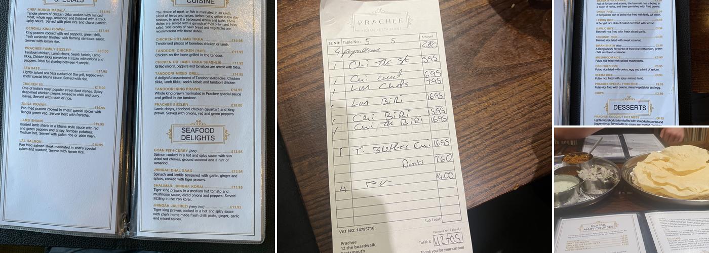 Prachee - Port Solent Menu