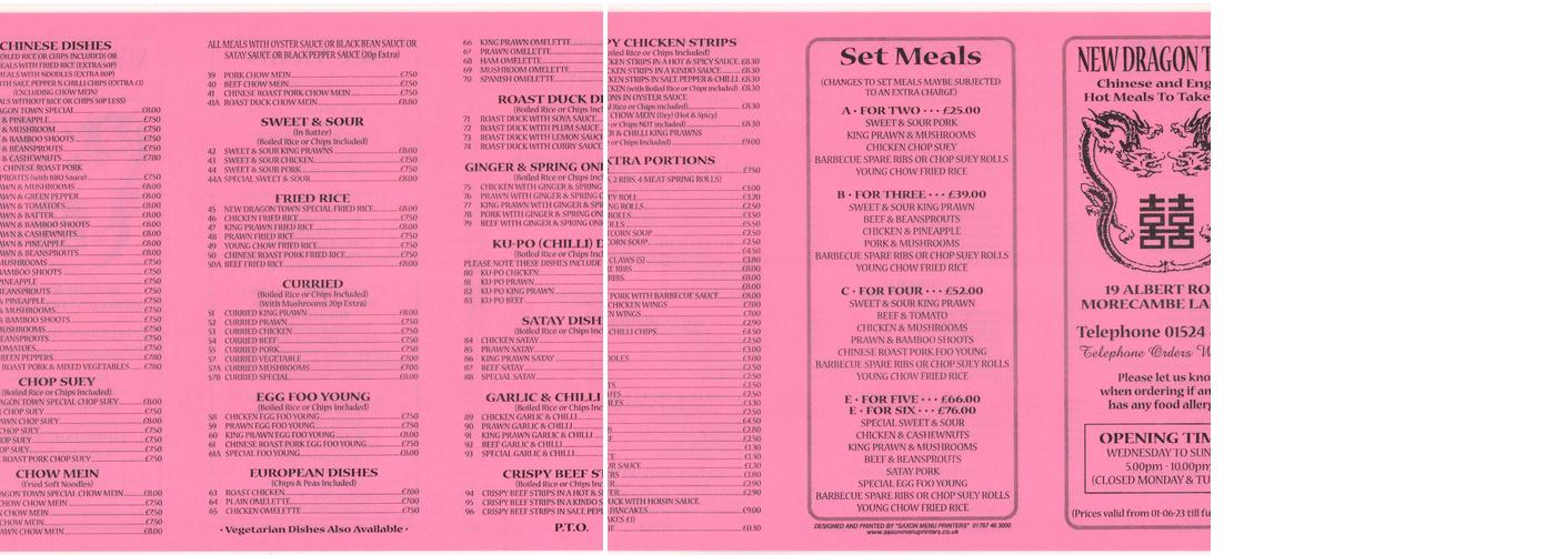 New Dragon Town Menu