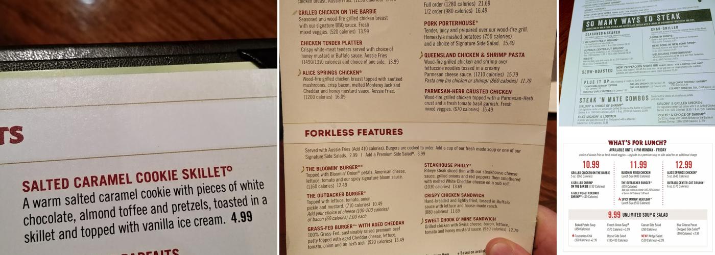 Outback Steakhouse Menu