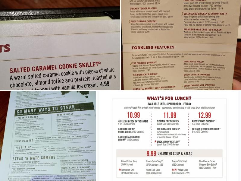 Outback Steakhouse Menu