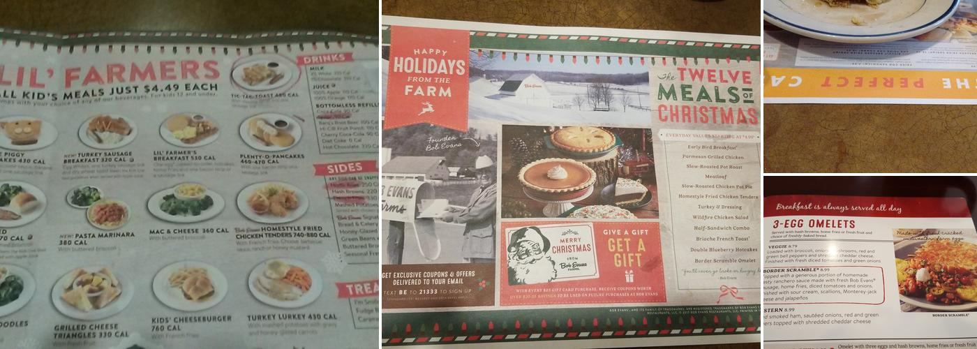 Bob Evans Menu