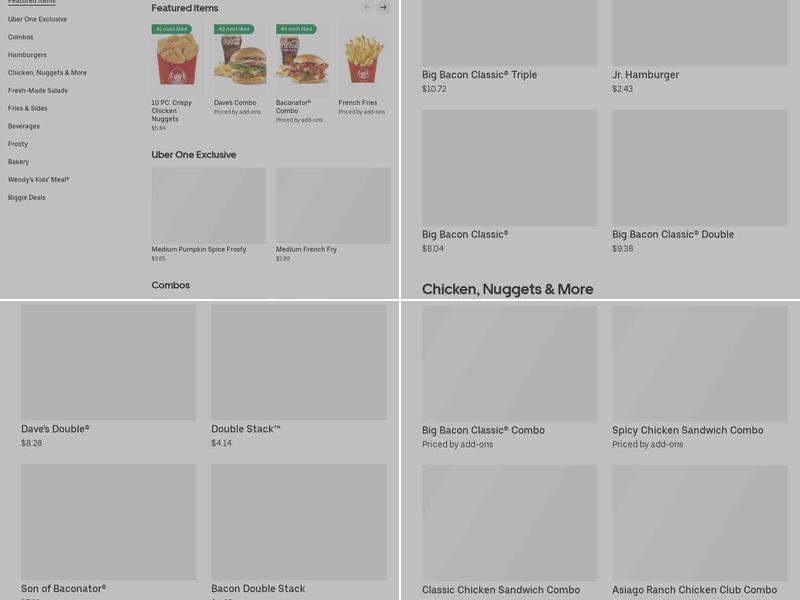 Wendy's Menu