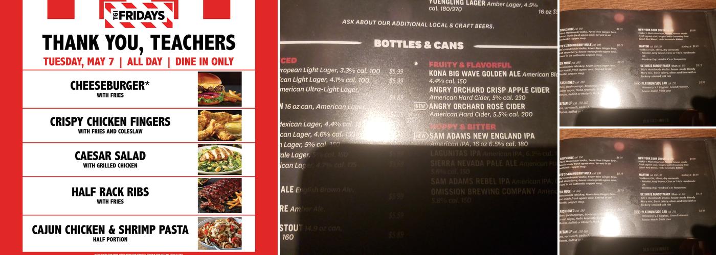 TGI Fridays Menu