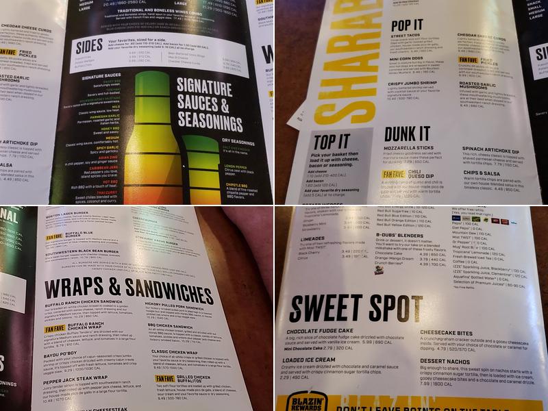 Buffalo Wild Wings Menu