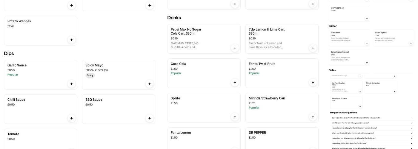 Hot & Spicy Peri Peri Grill Menu