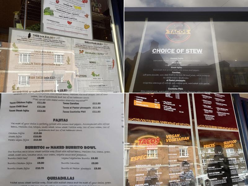 Tacos MX Fulham Menu