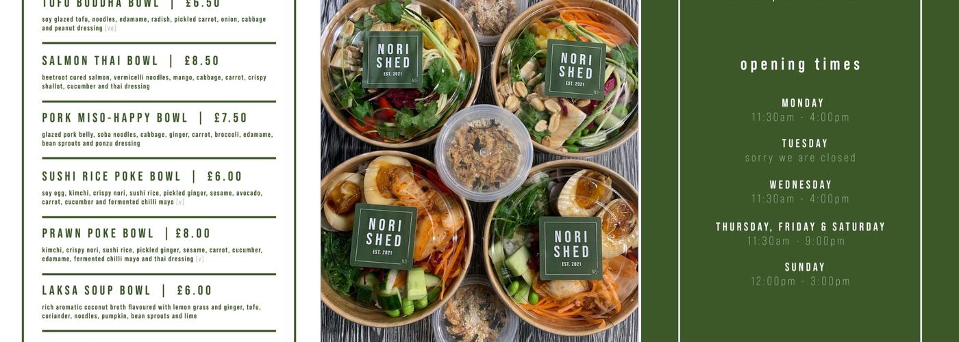 Nori shed ltd Menu
