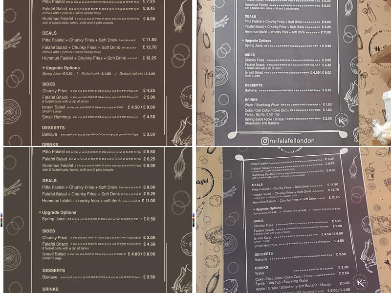 Mr Falafel Menu