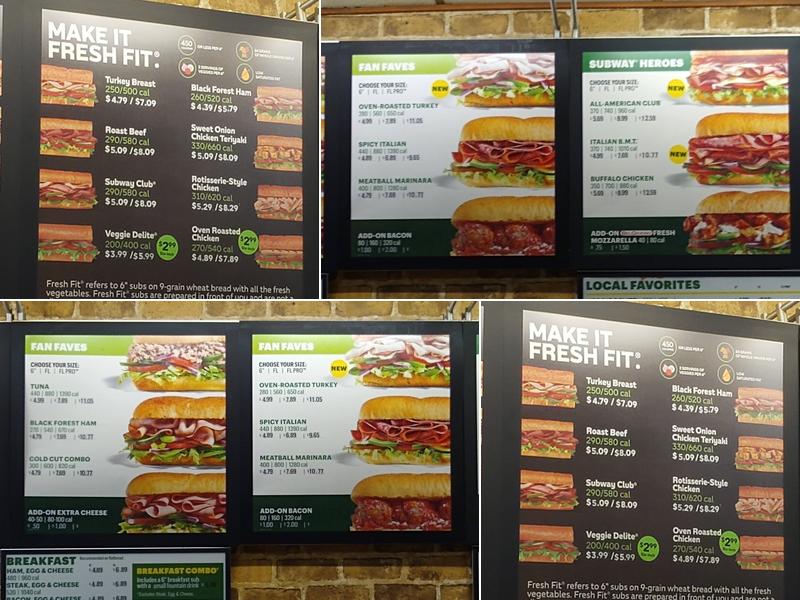 Subway Menu