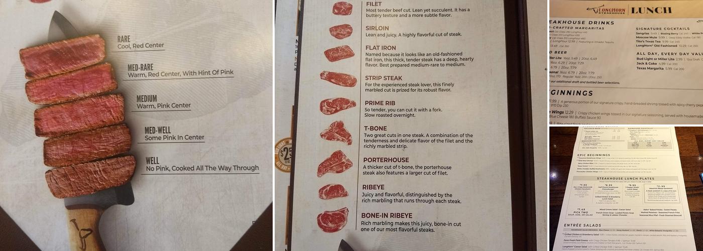 LongHorn Steakhouse Menu