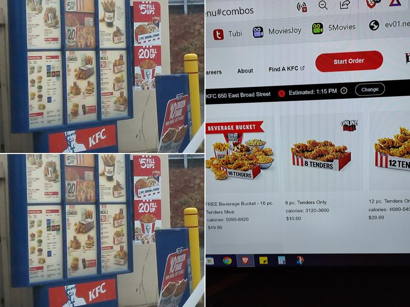 KFC Menu