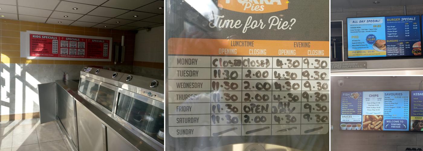 Tuxford Fish Bar Menu