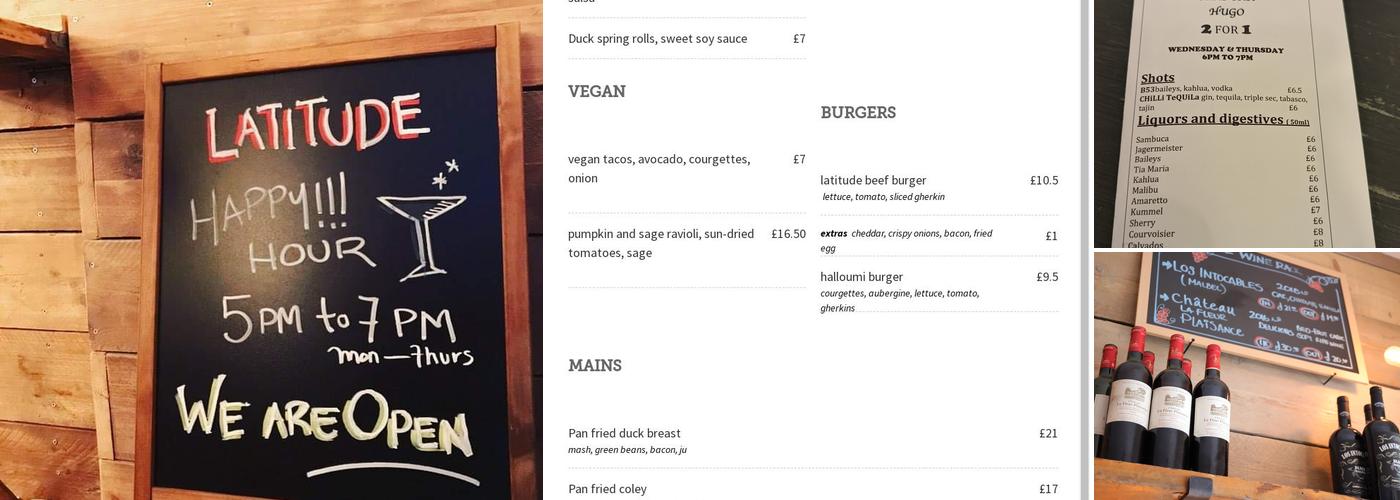 Latitude Restaurant Menu