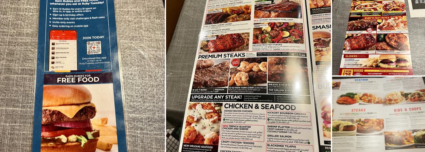 Ruby Tuesday Menu