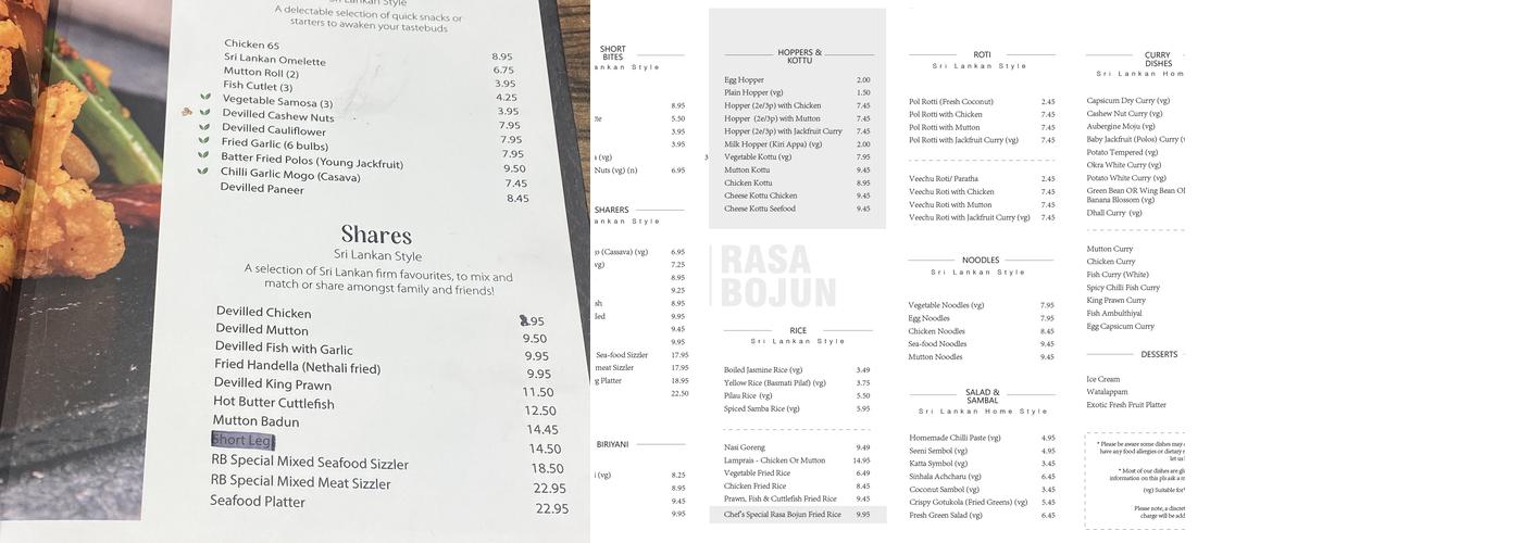 Rasa Bojun Menu