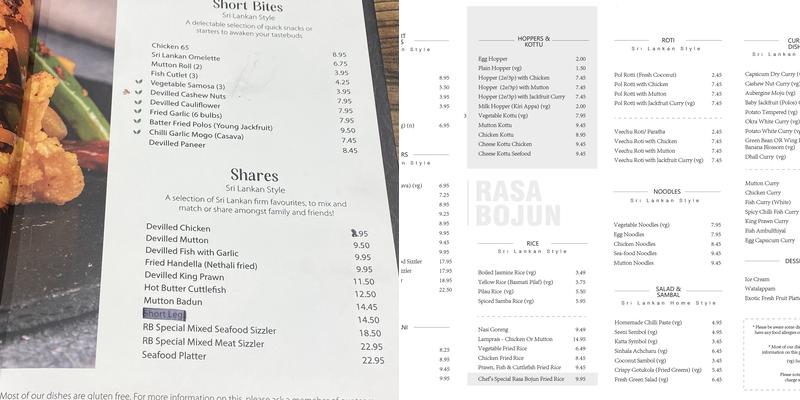 Rasa Bojun Menu