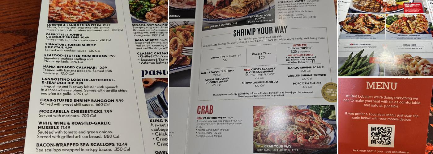 Red Lobster Menu