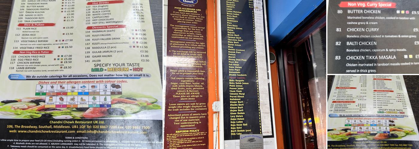 Chandni Chowk Menu