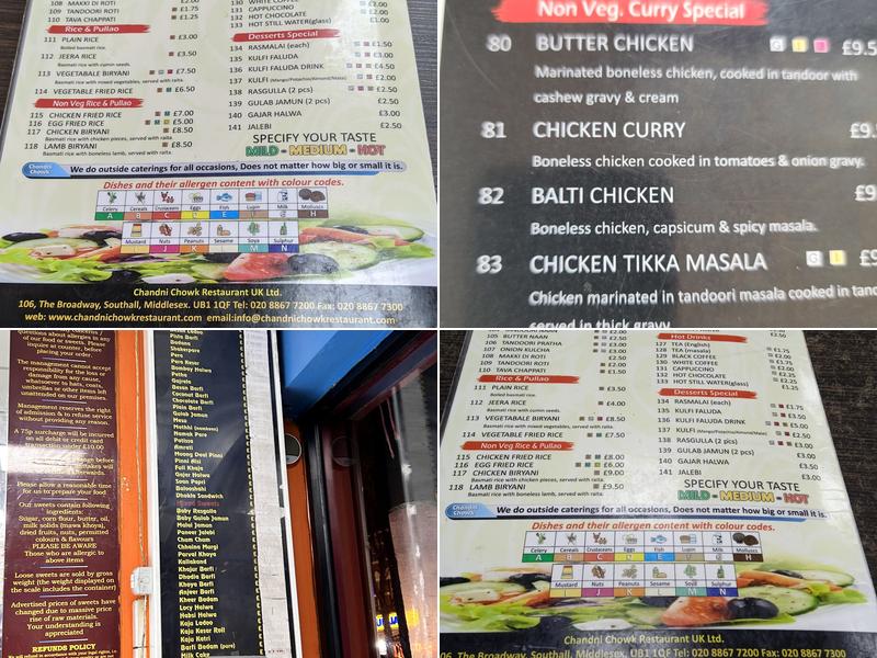Chandni Chowk Menu