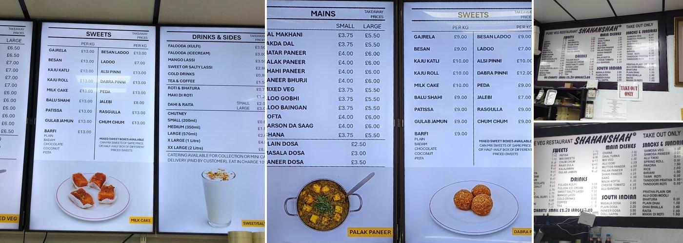 Shahanshah Menu