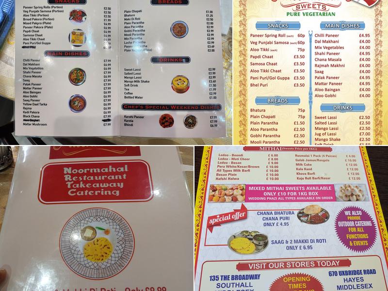 NoorMahal Sweets Southall Menu