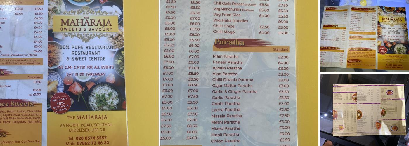 The Maharaja Sweets & Savouries Menu