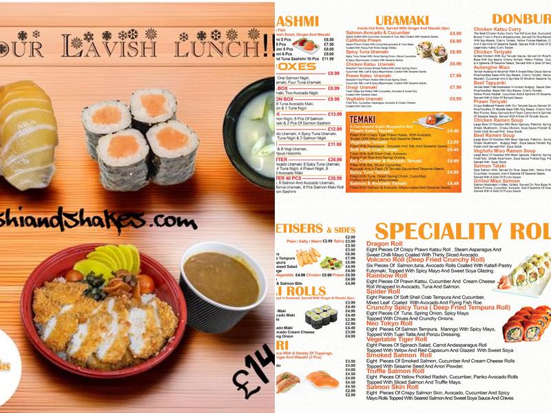 Sushi and Shakes Menu