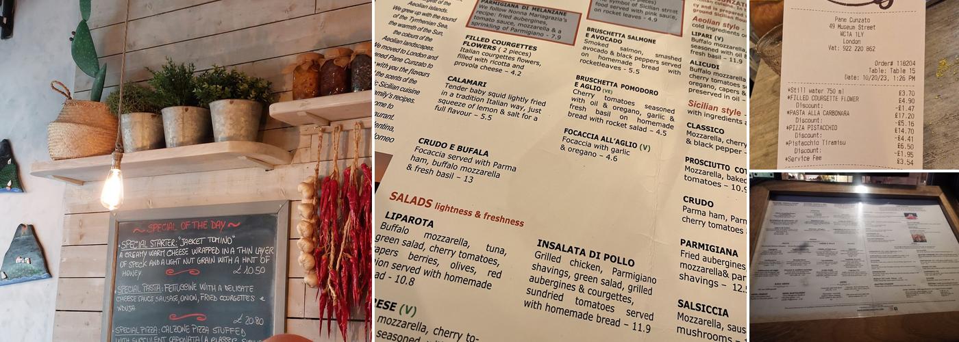 Pane Cunzato - Italian Pizza Restaurant Menu