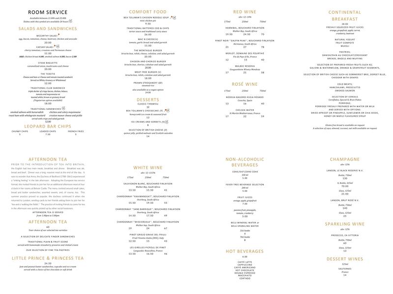 The Blue Door Bistro Menu