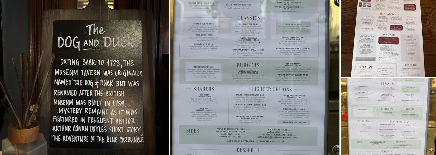 Museum Tavern Menu